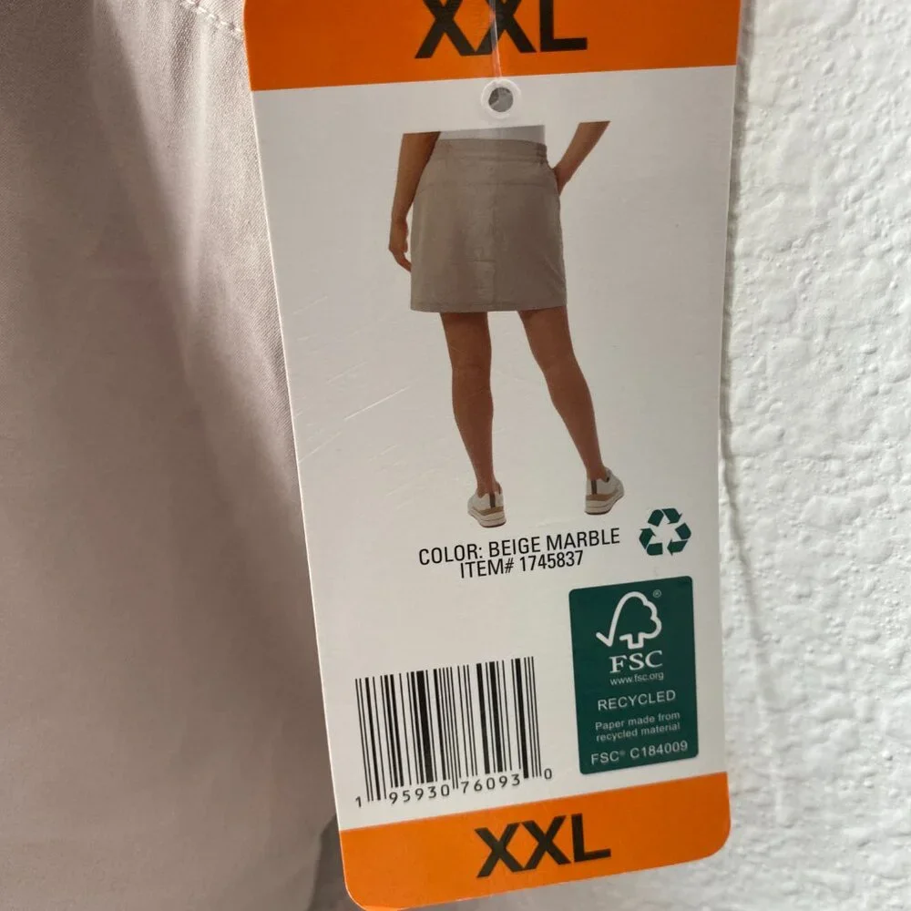 32 Degrees XXL Cool Tech Women's Skort Pockets Tan Beige Activewear NWT - Picture 3 of 5